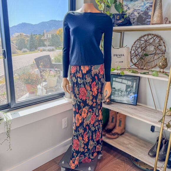 Salaam! Autumn Vibes Bold Floral Maxi Skirt w/ Elastic Waistline, Women's M/L - Picture 9 of 12